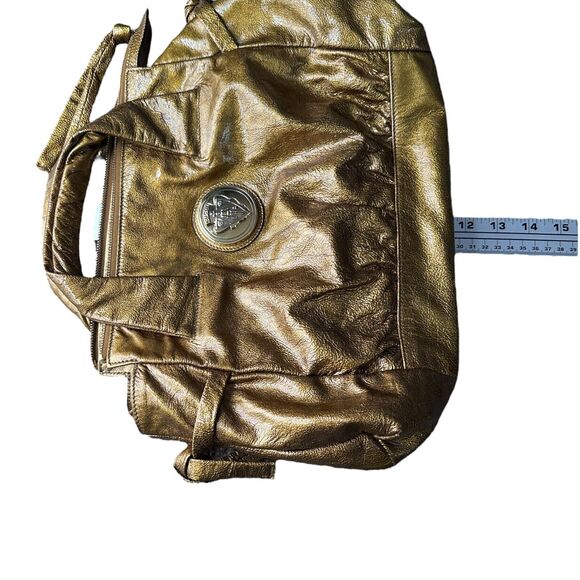 Gucci Hysteria Hand Bag Womens Metallic Gold Patent Leather Handbag Tom Ford Era - Picture 11 of 14